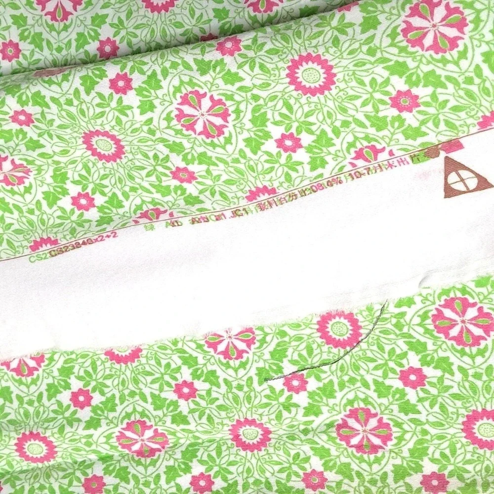 Vintage Floral Fabric 3.5 yard Green Pink Damask Cotton Blend Retro Sewing Craft